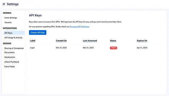 API keys / settings preview (placeholder)